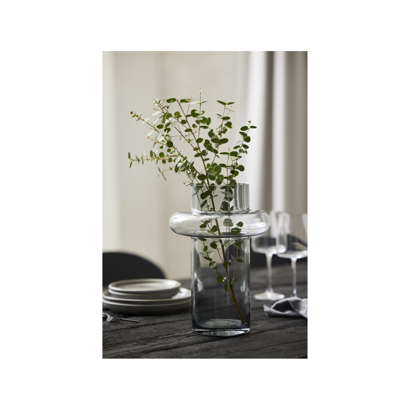 Lyngby Glas Tube Vase H: 30 Cm, Smoke