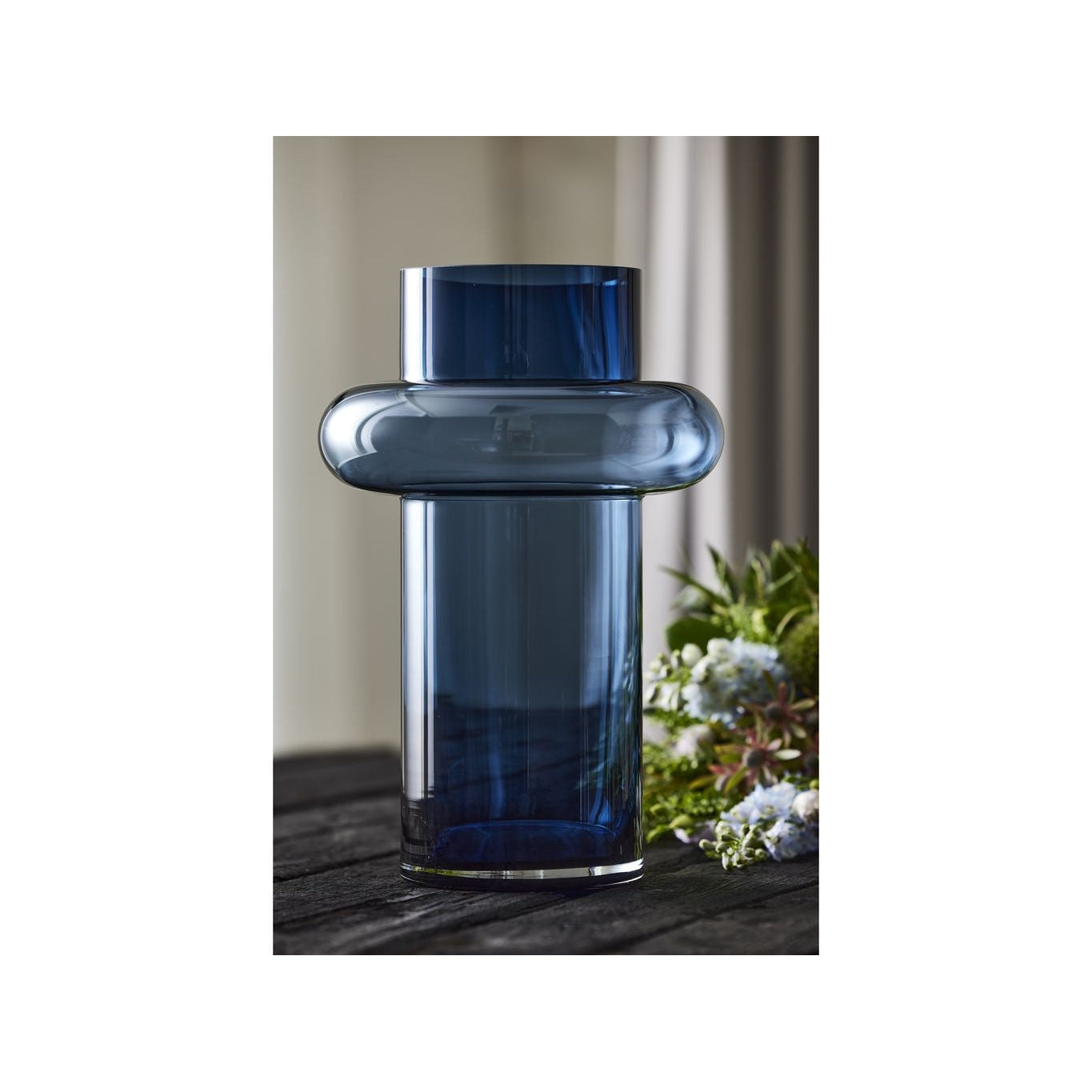 Lyngby Glas Tube Vase H: 40 Cm, Dark Blue