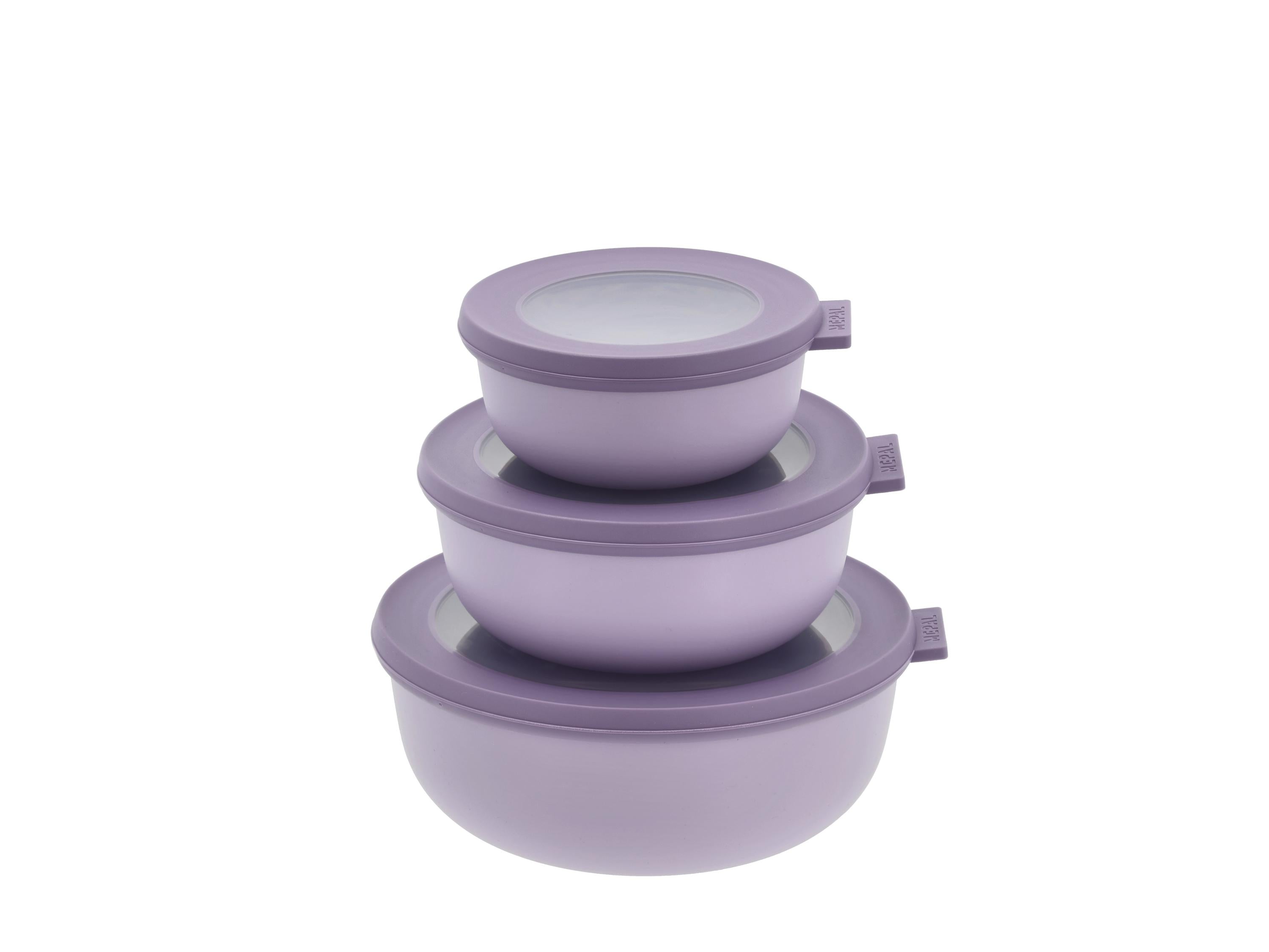 Mepal Cirqula Low Multi Bowl Set Of 3, Nordic Lilac