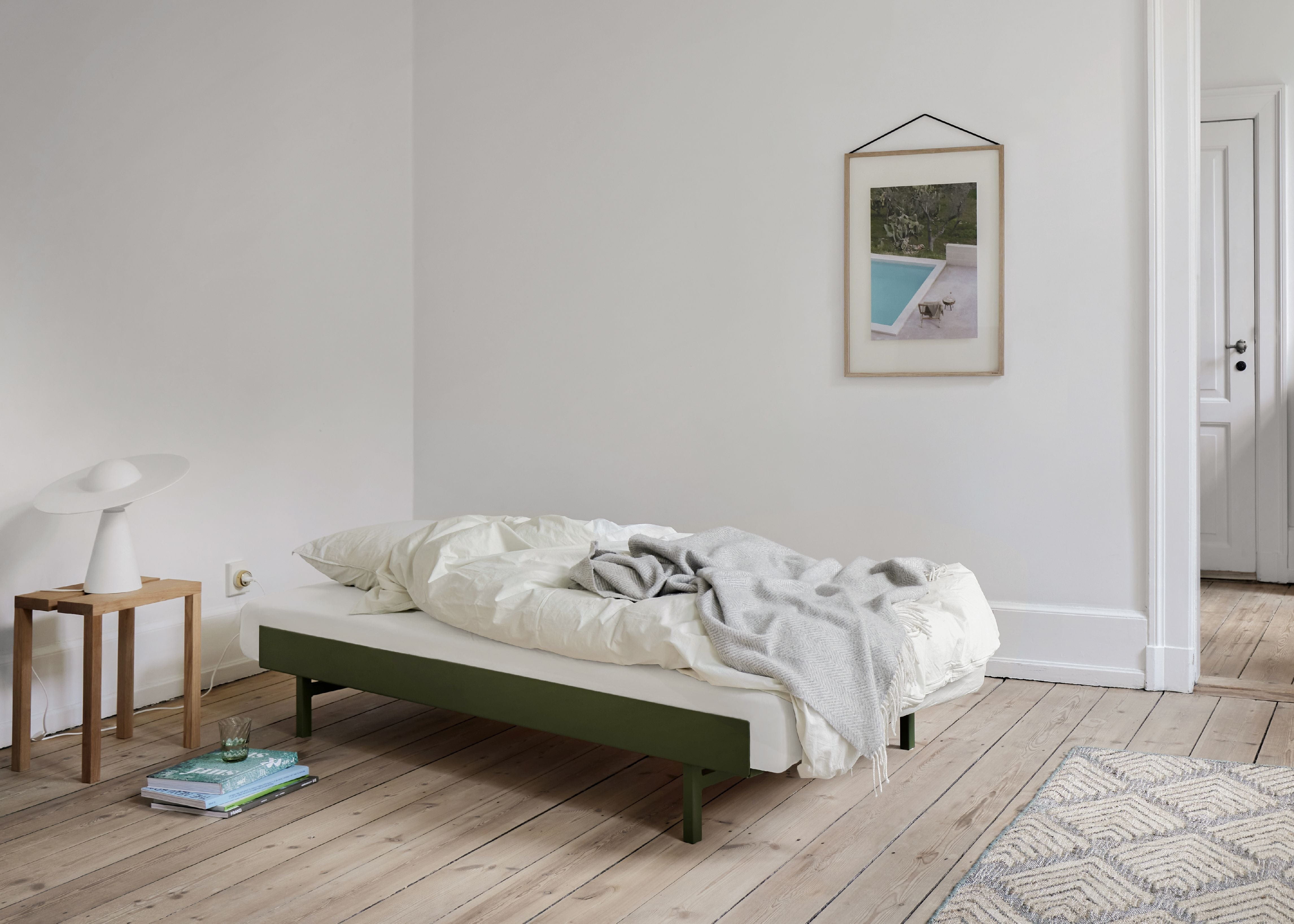 Moebe Bed With 2 Bedside Tables 90 180 Cm, Pine Green