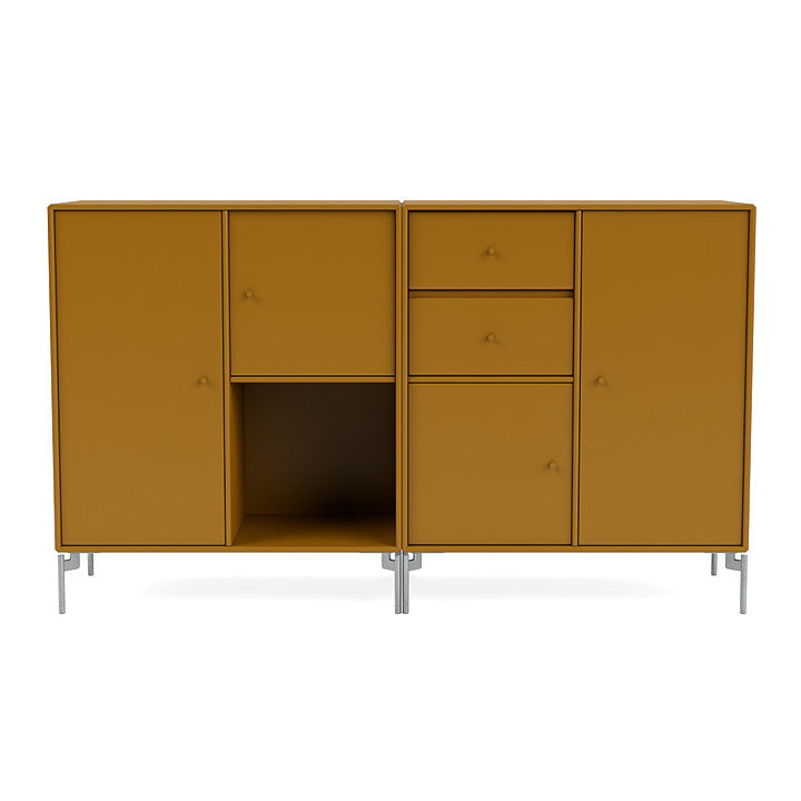 Montana Couple Sideboard With Legs, Amber/Matt Chrome