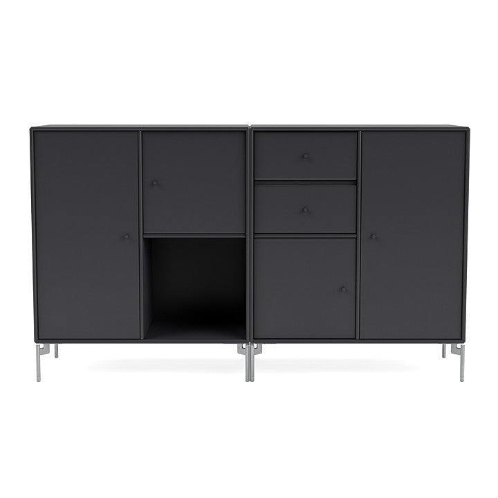 Montana Couple Sideboard With Legs, Anthracite/Matt Chrome