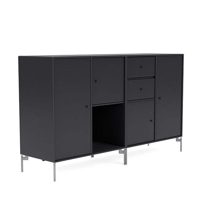 Montana Couple Sideboard With Legs, Anthracite/Matt Chrome