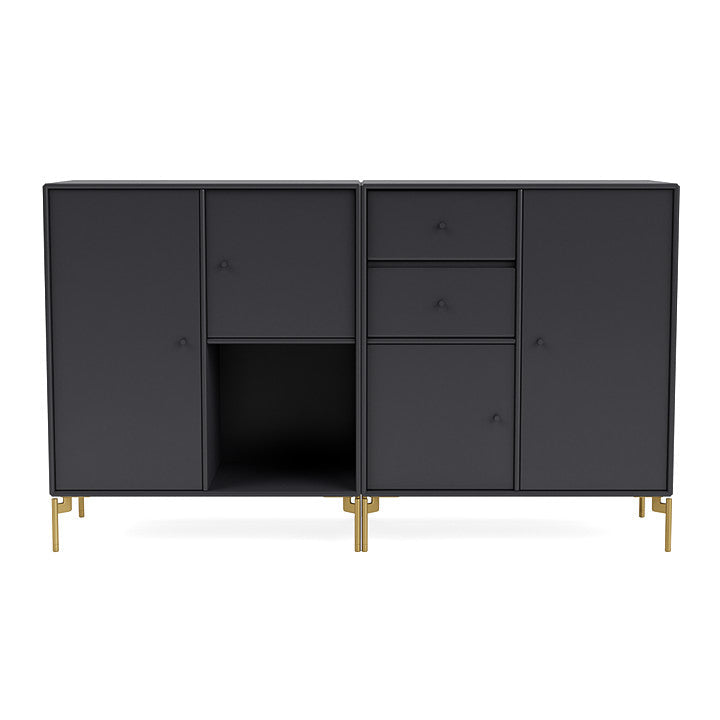 Montana Couple Sideboard With Legs, Anthracite/Brass