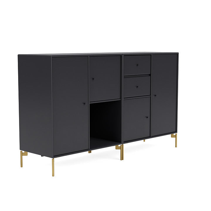 Montana Couple Sideboard With Legs, Anthracite/Brass