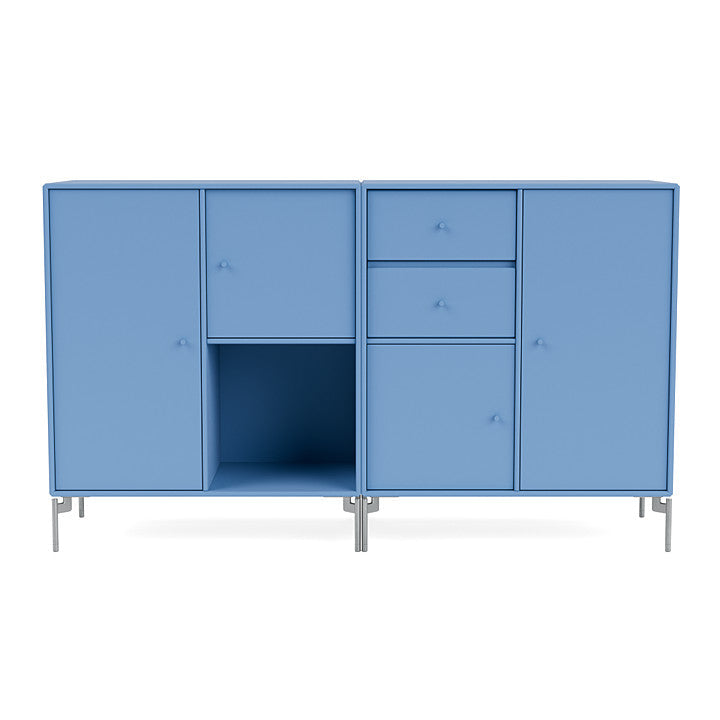 Montana Couple Sideboard With Legs, Azure Blue/Matt Chrome