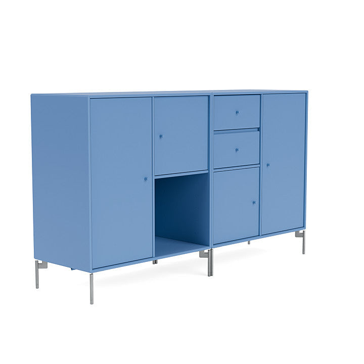 Montana Couple Sideboard With Legs, Azure Blue/Matt Chrome