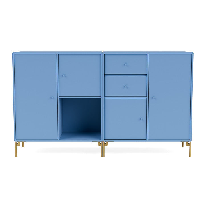 Montana Couple Sideboard With Legs, Azure Blue/Brass