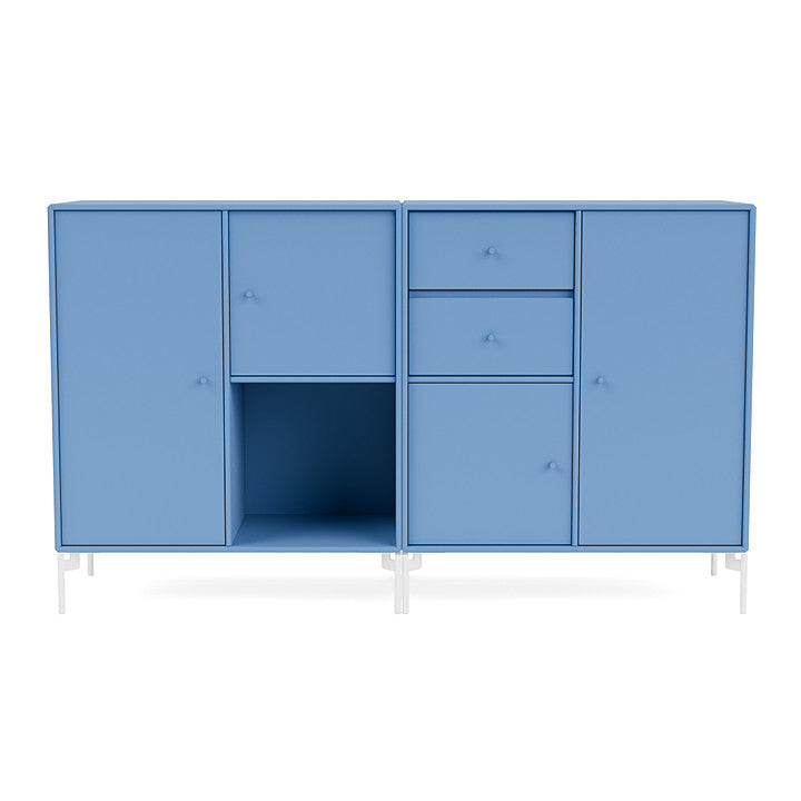 Montana Couple Sideboard With Legs, Azure Blue/Snow White