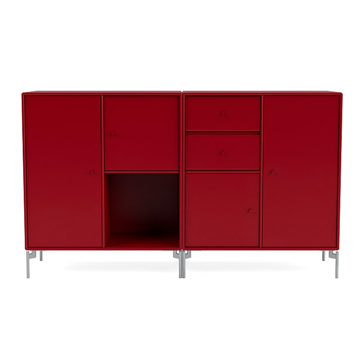 Montana Couple Sideboard With Legs, Beetroot/Matt Chrome