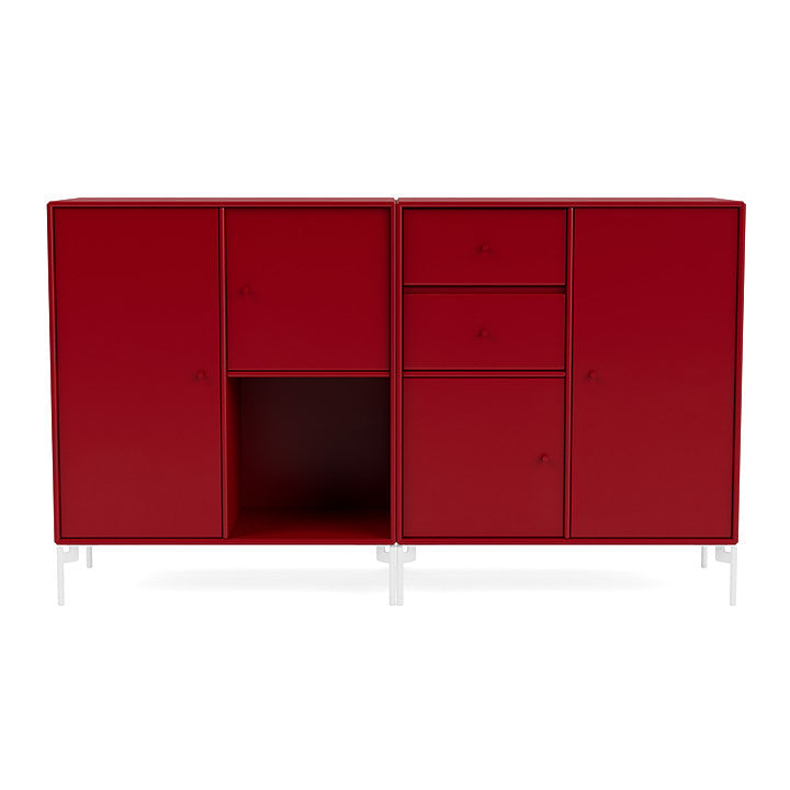 Montana Couple Sideboard With Legs, Beetroot/Snow White