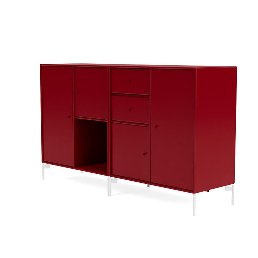 Montana Couple Sideboard With Legs, Beetroot/Snow White