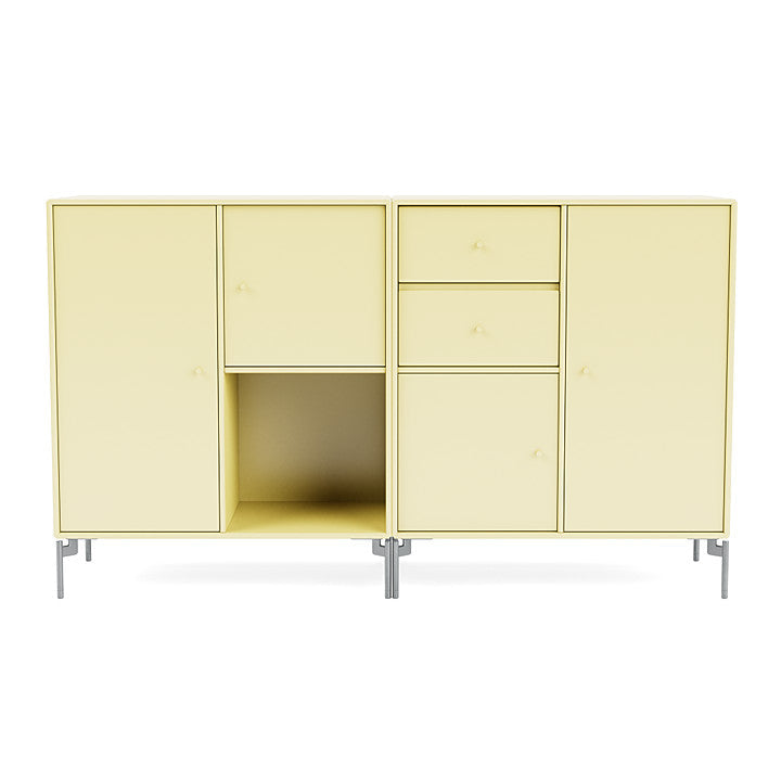 Montana Couple Sideboard With Legs, Camomile/Matt Chrome