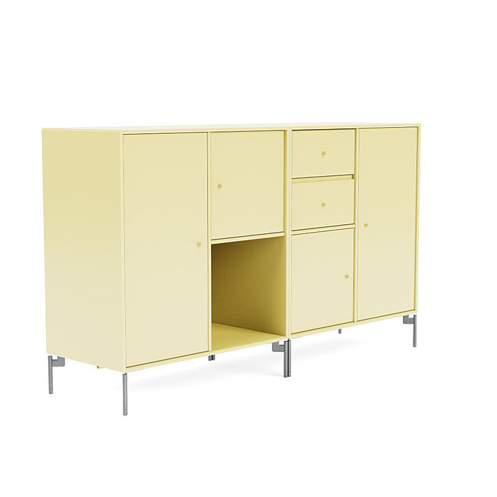 Montana Couple Sideboard With Legs, Camomile/Matt Chrome