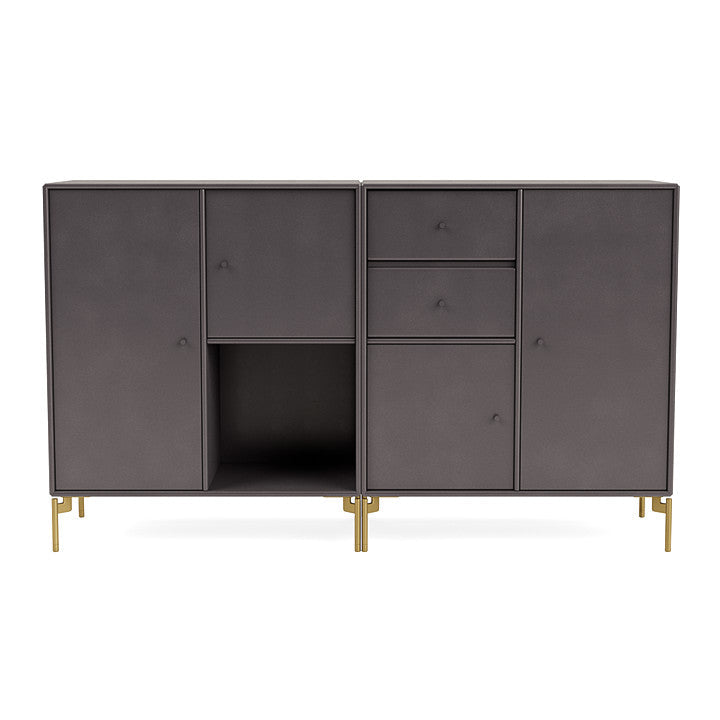 Montana Couple Sideboard With Legs, Coffee/Brass