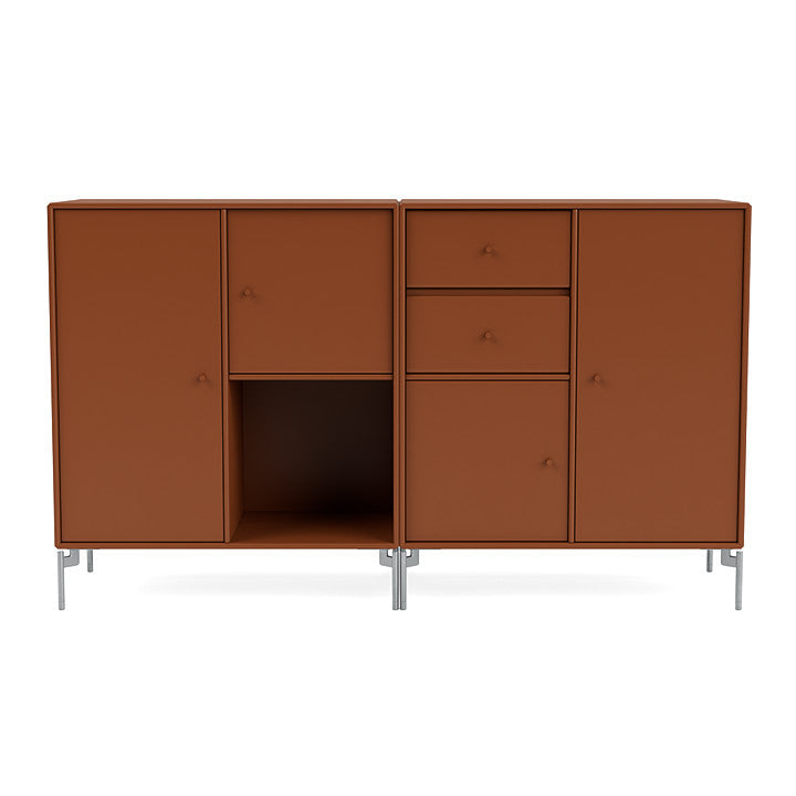 Montana Couple Sideboard With Legs, Hazelnut/Matt Chrome