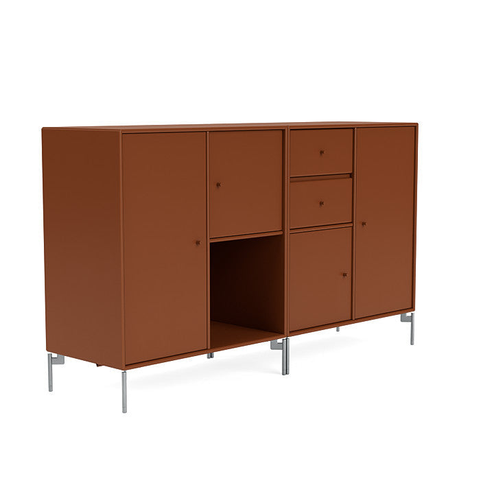 Montana Couple Sideboard With Legs, Hazelnut/Matt Chrome