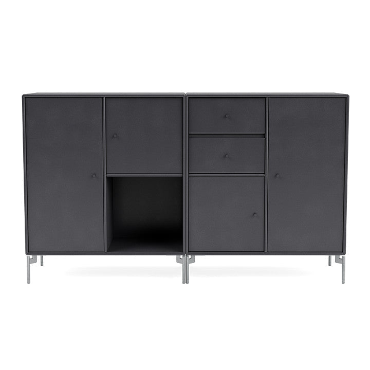 Montana Couple Sideboard With Legs, Carbon Black/Matt Chrome