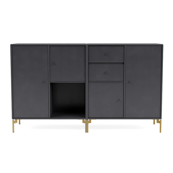 Montana Couple Sideboard With Legs, Carbon Black/Brass