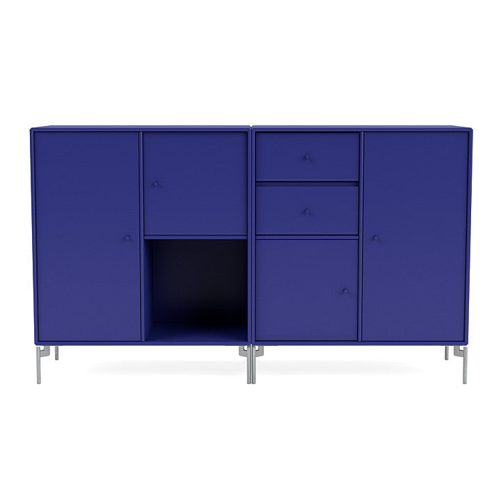 Montana Couple Sideboard With Legs, Monarch Blue/Matt Chrome