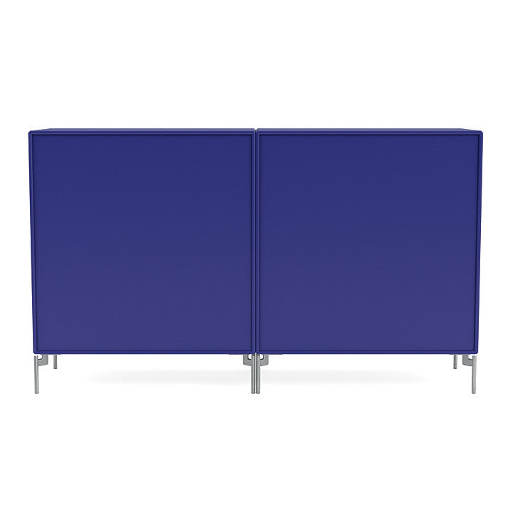 Montana Couple Sideboard With Legs, Monarch Blue/Matt Chrome