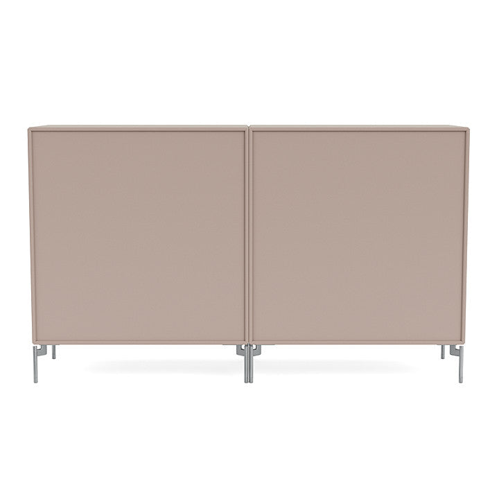 Montana Couple Sideboard With Legs, Mushroom Brown/Matt Chrome