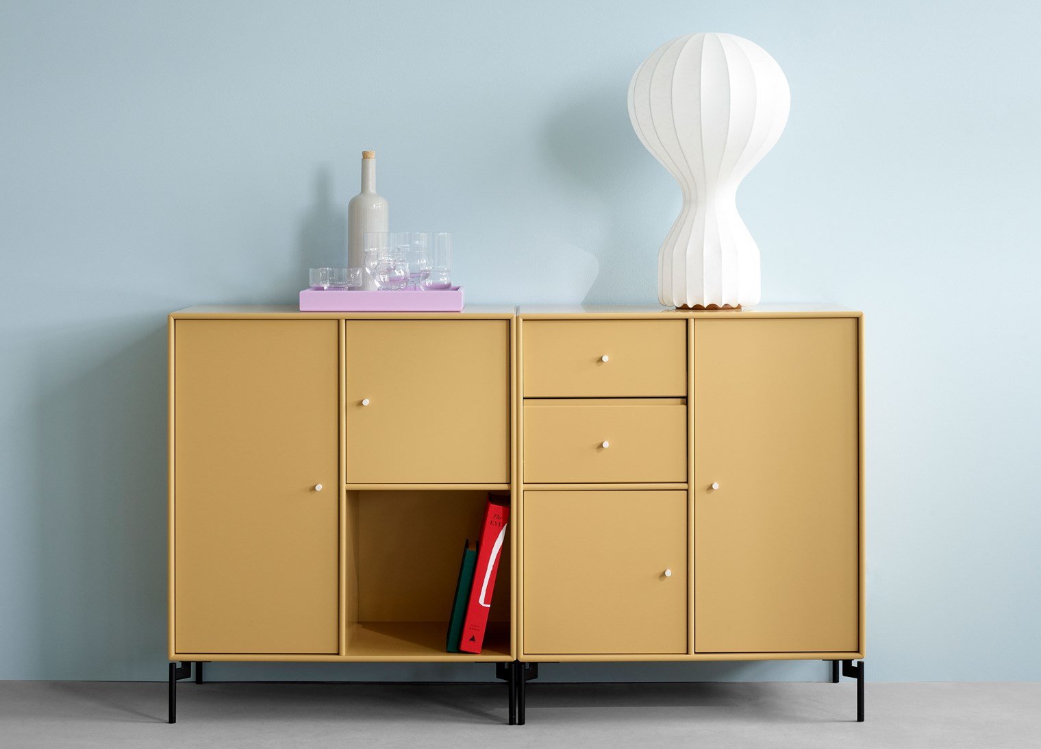 Montana Couple Sideboard With Legs, Mushroom Brown/Brass