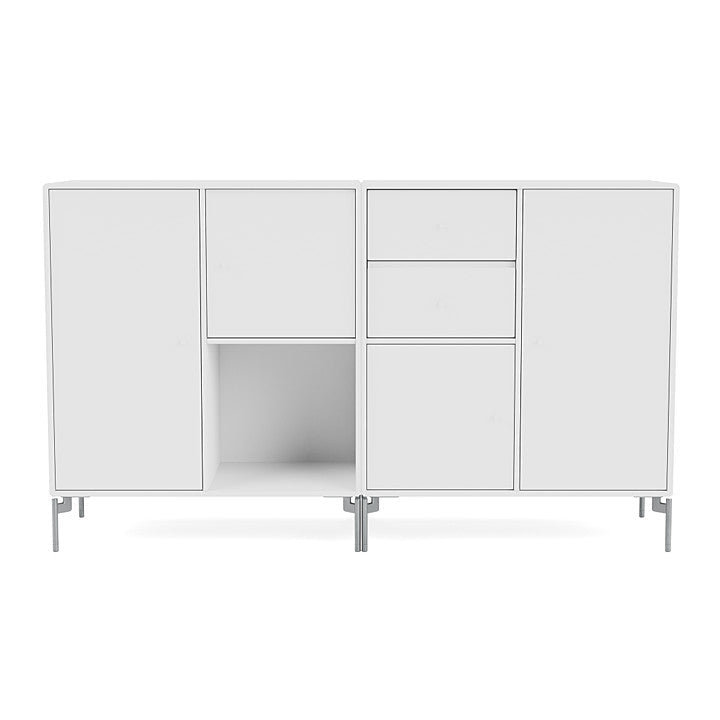 Montana Couple Sideboard With Legs, New White/Matt Chrome