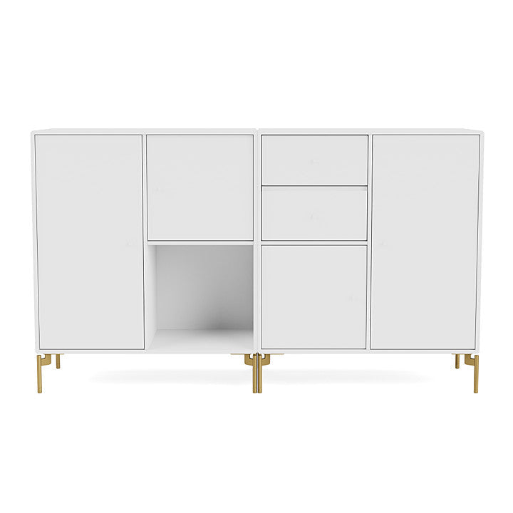 Montana Couple Sideboard With Legs, New White/Brass