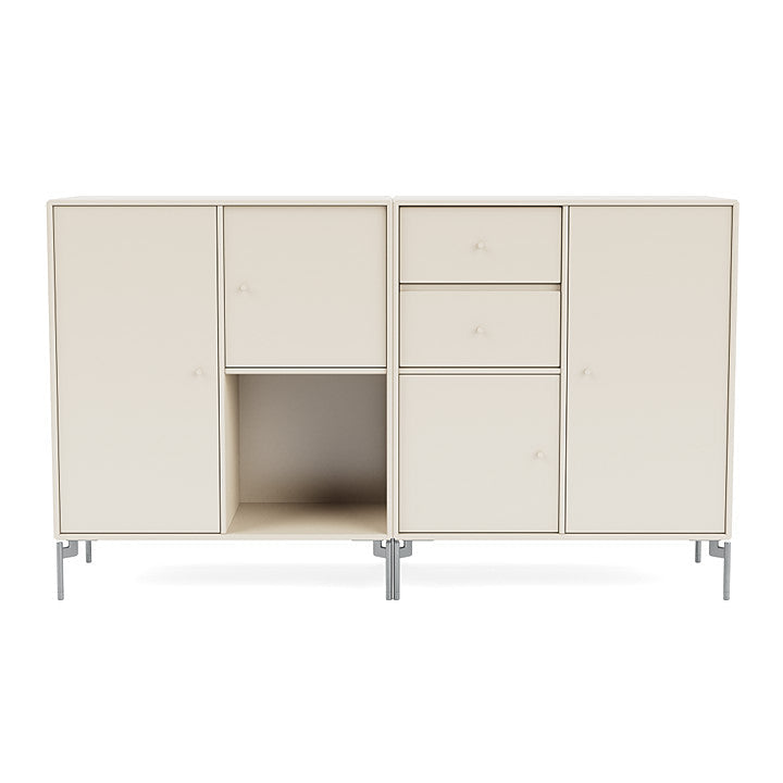 Montana Couple Sideboard With Legs, Oat/Matt Chrome