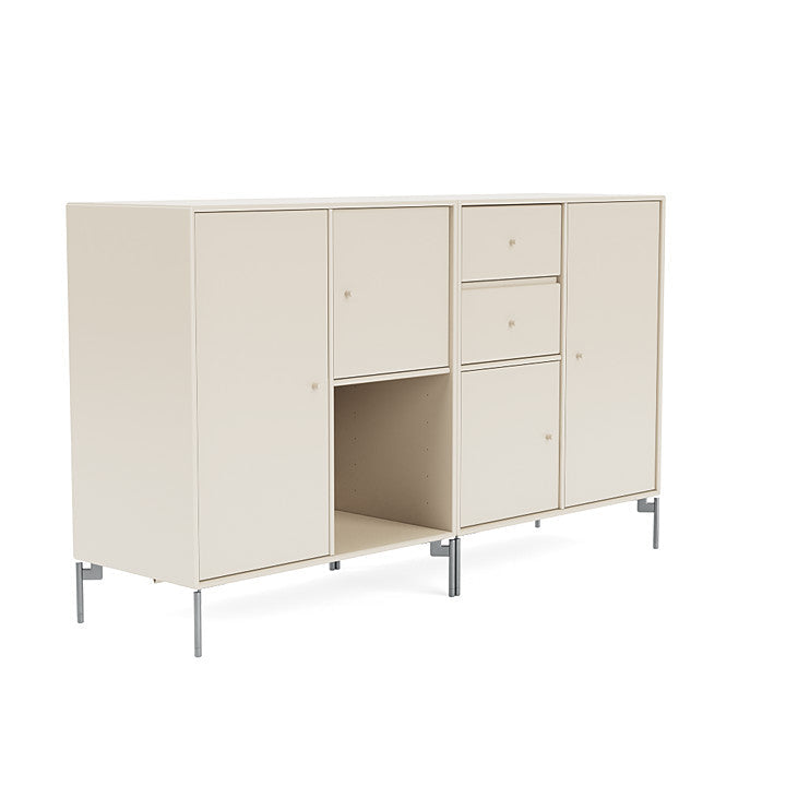 Montana Couple Sideboard With Legs, Oat/Matt Chrome