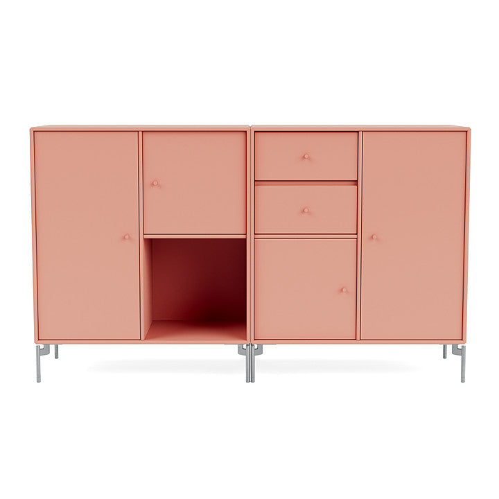 Montana Couple Sideboard With Legs, Rhubarb/Matt Chrome