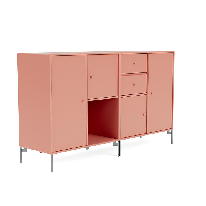 Montana Couple Sideboard With Legs, Rhubarb/Matt Chrome