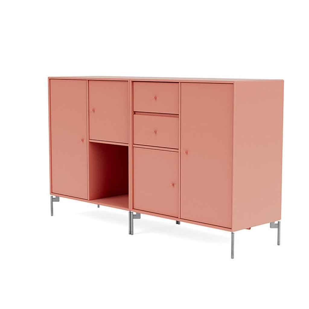 Montana Couple Sideboard With Legs, Rhubarb/Matt Chrome