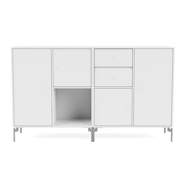 Montana Couple Sideboard With Legs, Snow White/Matt Chrome