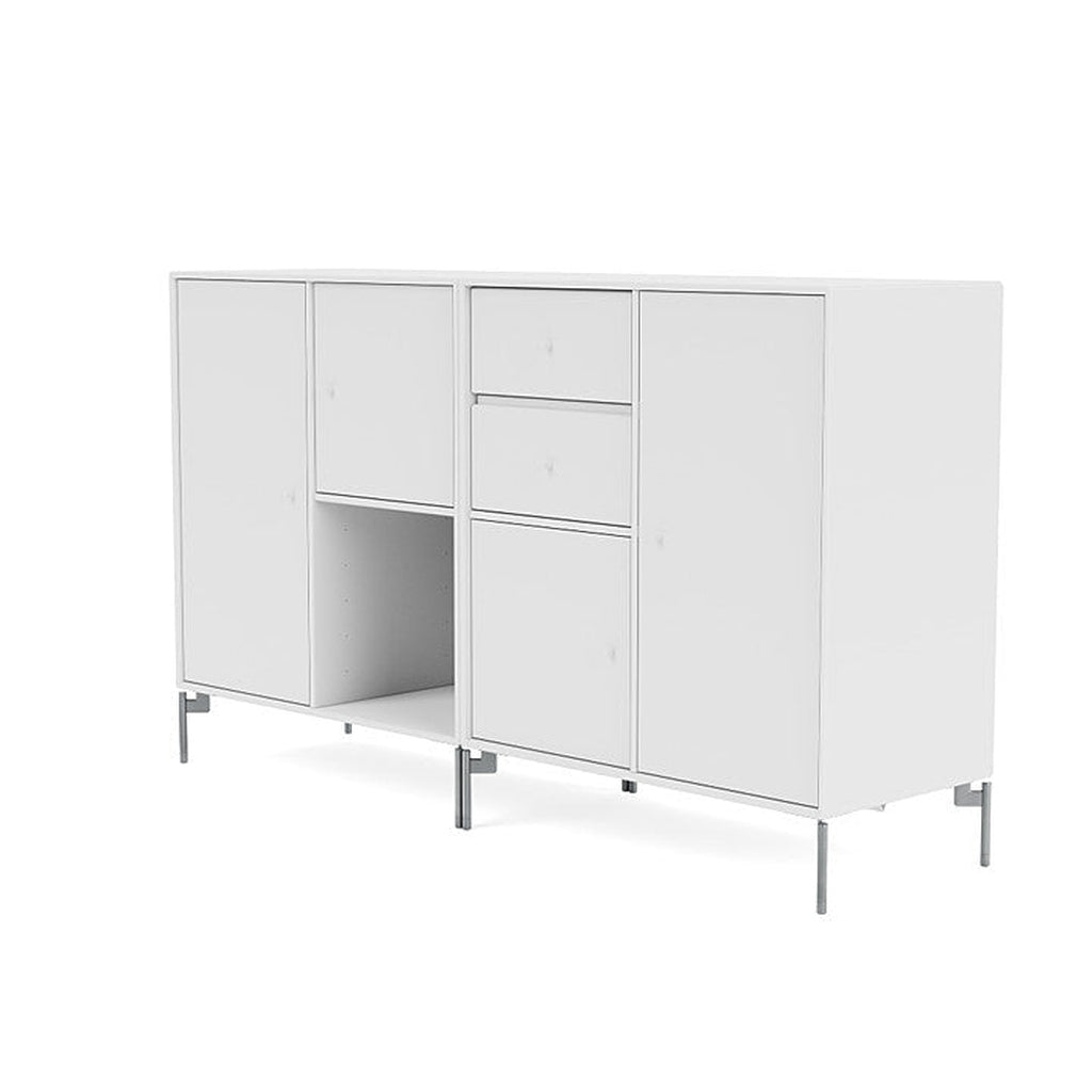 Montana Couple Sideboard With Legs, Snow White/Matt Chrome