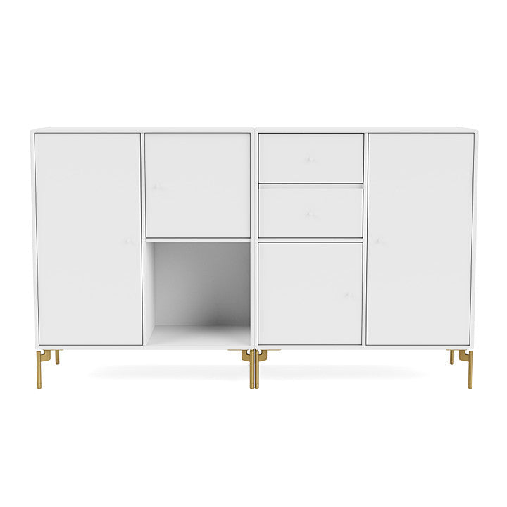 Montana Couple Sideboard With Legs, Snow White/Brass