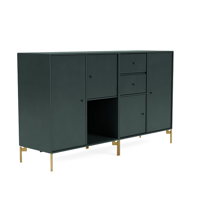 Montana Couple Sideboard With Legs, Black Jade/Brass