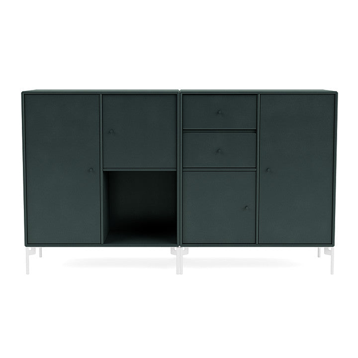 Montana Couple Sideboard With Legs, Black Jade/Snow White