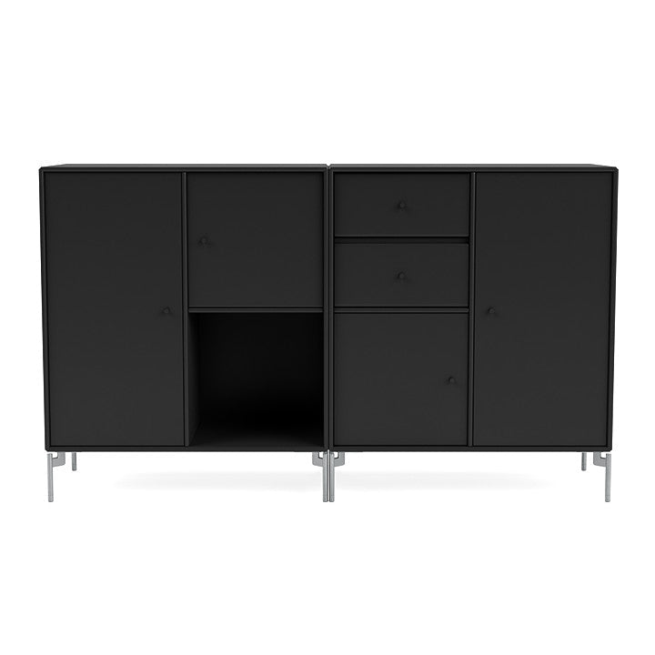 Montana Couple Sideboard With Legs, Black/Matt Chrome