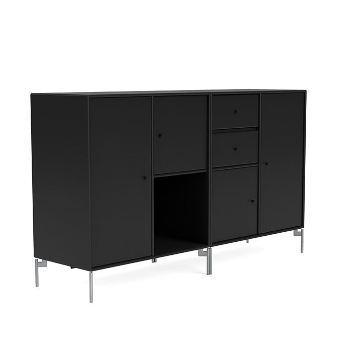 Montana Couple Sideboard With Legs, Black/Matt Chrome