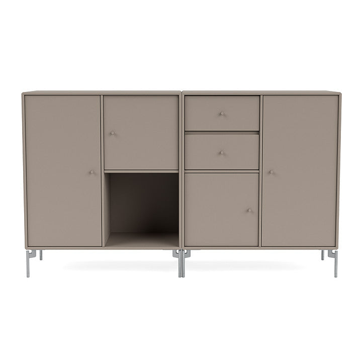 Montana Couple Sideboard With Legs, Truffle/Matt Chrome