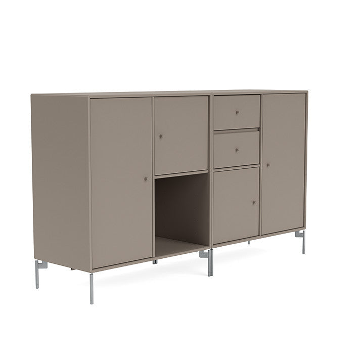 Montana Couple Sideboard With Legs, Truffle/Matt Chrome