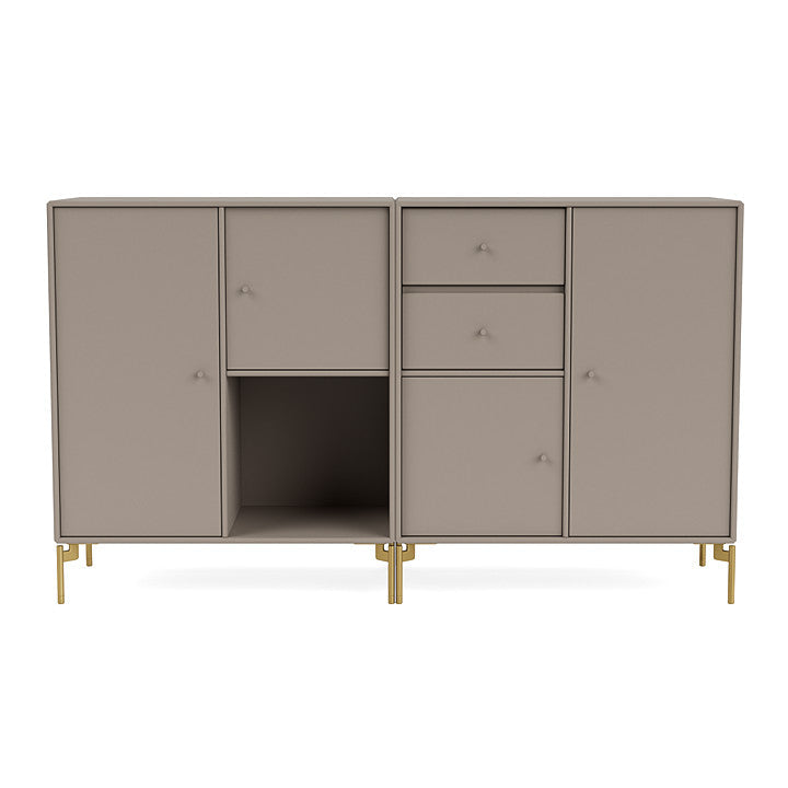 Montana Couple Sideboard With Legs, Truffle/Brass