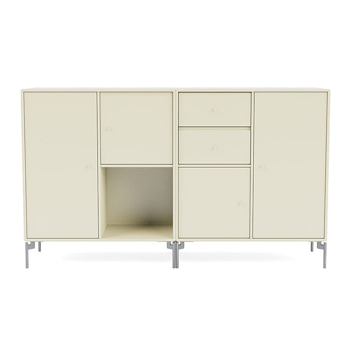 Montana Couple Sideboard With Legs, Vanilla/Matt Chrome