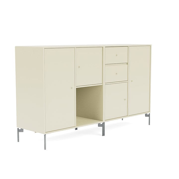 Montana Couple Sideboard With Legs, Vanilla/Matt Chrome