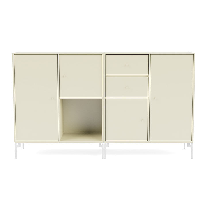 Montana Couple Sideboard With Legs, Vanilla/Snow White