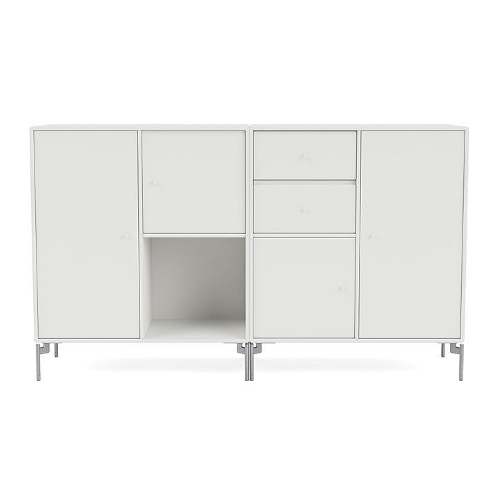 Montana Couple Sideboard With Legs, White/Matt Chrome