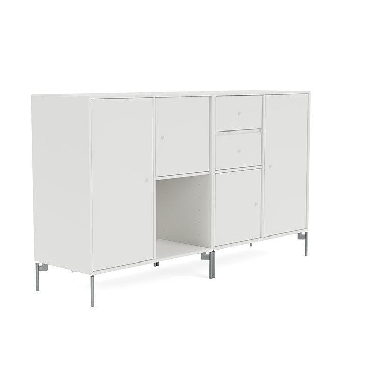 Montana Couple Sideboard With Legs, White/Matt Chrome