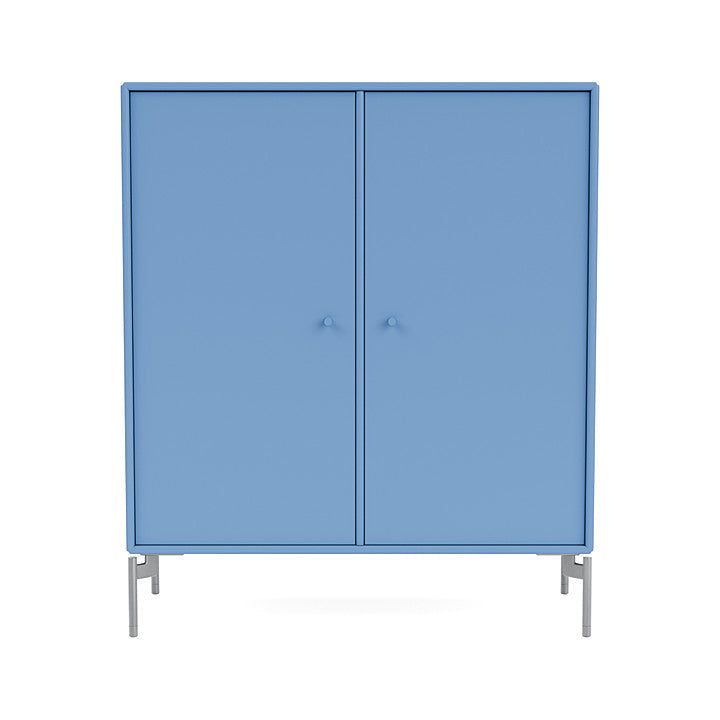 Montana Cover Cabinet With Legs, Azure Blue/Matt Chrome